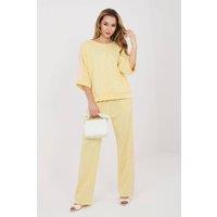 Love Lace Women's Stripe Hoodie & Straight Leg Pants Set in Yellow