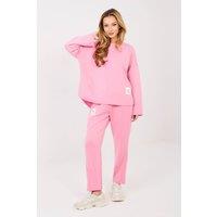 Love Lace Women's Minimalist Tracksuit Set Soft Sweatshirt Pants in Pink