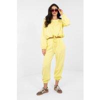 Love Lace Women's Minimalist Viscose Elastane Sweatshirt Pants Set in Yellow