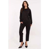 Love Lace Women's Rhinestone Embellished Tracksuit Set in Black