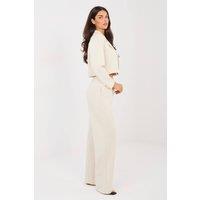 Love Lace Women's Soft Buttoned Jacket & Straight Pants Set in Beige