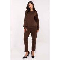 Love Lace Women's Elegant Viscose Tracksuit Set with Tie in Brown