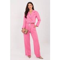 Love Lace Women's Stylish Button Jacket & Straight Trouser Set in Pink