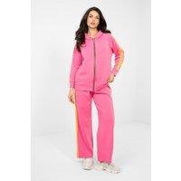 Love Lace Women's Comfort Zip Hoodie Tracksuit Set With Stripes in Pink