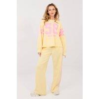 Love Lace Women's Paris Street Hoodie & Wide Leg Trousers Set in Yellow