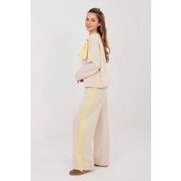 Love Lace Women's Everyday Bow Detail Wide Leg Tracksuit Set in Beige