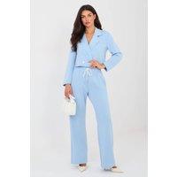 Love Lace Women's Stylish Blazer & High Waist Trouser Set in Blue