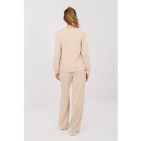Love Lace Women's Buttery Soft Stripe Heart Hoodie Pants Set in Beige