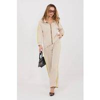 Love Lace Women's Paris Zip Hoodie & Wide Leg Tracksuit in Beige