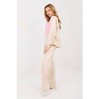 Love Lace Women's Street Style Tracksuit Set Sweatshirt Pants in Beige