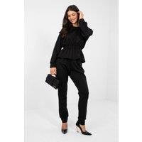Love Lace Women's Minimalist Sweatshirt & High Waist Trouser Set in Black