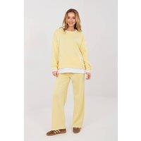 Love Lace Women's Minimalist Casual Tracksuit Set with Patch in Yellow