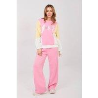 Love Lace Women's Butter Soft Sequin Logo Tracksuit Set Style 224787 in Pink