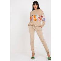 Love Lace Women's Sweatshirt & Long Pants Set with Pockets in Beige | Size: Small
