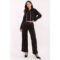 Love Lace Women's Elegant Jet Applique Hoodie & Pant Set in Black