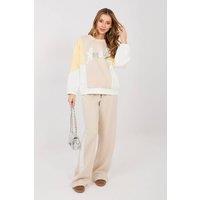 Love Lace Women's Butter Soft Wide Leg Sequin Track Set in Beige