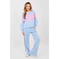Love Lace Women's Sporty Tracksuit Set Sweatshirt & Trousers in Blue