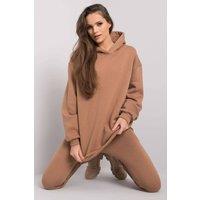 Love Lace Women's Hooded Sweatshirt & Straight Sweatpants Set in Brown | Size: S/M