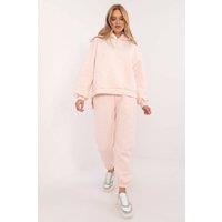 Love Lace Women's Warm Hooded Sweatshirt & Jogger Set in Pink
