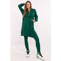 Love Lace Women's Cotton Elastane Long Sweatshirt & Leggings Set in Green