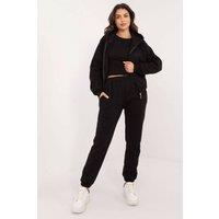 Love Lace Women's Melange Zip Hoodie Sweatshirt Set with Pants in Black