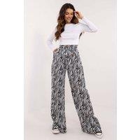 Love Lace Women's Animal Print Wide Leg Ribbed Casual Set in Black