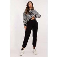 Love Lace Women's Casual Patch Detail Animal Print Sweater Set in Black