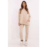Love Lace Women's Cotton Polyester Kangaroo Pocket Tracksuit Set Style 206124 in Beige