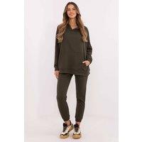Love Lace Women's Cotton Polyester Tracksuit Set With Kangaroo Pocket in Green