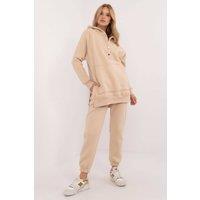 Love Lace Women's Cotton Melange Warm Casual Lounge Set in Beige