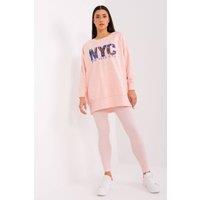 Love Lace Women's Cotton Blend Hoodie & High Waist Leggings Set in Pink