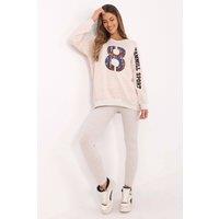 Love Lace Women's Cotton Sweatshirt & High Waist Leggings Set Style 206105 in Beige