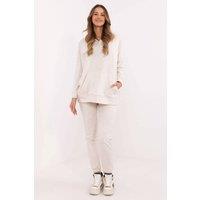 Love Lace Women's Cotton Polyester Tracksuit Set Kangaroo Pocket Style 206127 in Beige