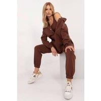 Love Lace Women's Cotton Melange 3 Piece Warm Casual Set in Brown