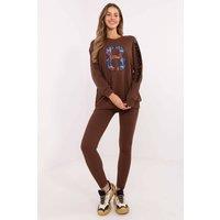 Love Lace Women's Everyday Cotton Sweatshirt & Leggings Set in Brown