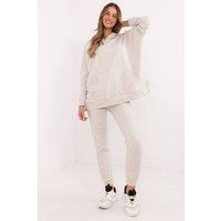 Love Lace Women's Cotton Polyester Tracksuit Set Kangaroo Pocket Style 206128 in Grey