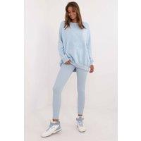 Love Lace Women's Cotton Elastane Leggings Sweatshirt Set Style 202320 in Blue