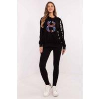 Love Lace Women's Cotton Sweatshirt & High Waist Leggings Set in Black