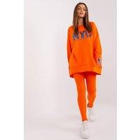 Love Lace Women's Cotton Stretch Hoodie & High Waist Leggings Set in Orange