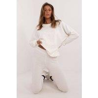 Love Lace Women's Cotton Leggings & Embossed Sweatshirt Set in Beige