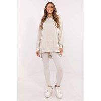 Love Lace Women's Cotton Blend Hooded Long Blouse Leggings Set in Grey