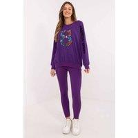 Love Lace Women's Cotton Blend Sweatshirt & Leggings Set Style 206108 in Violet