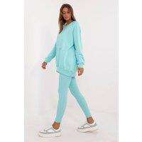 Love Lace Women's Cotton Elastane Leggings Sweatshirt Set in Green