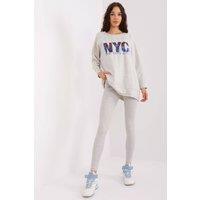 Love Lace Women's Hoodie & Leggings Set High Waist Print in Grey