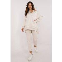 Love Lace Women's Cotton Melange Warm Casual 3 Piece Set in Beige