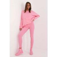 Love Lace Women's Cotton Elastane Leggings & Sweatshirt Set Style 202323 in Pink