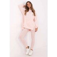 Love Lace Women's Cotton Blend Hooded Sweatshirt Leggings Set in Pink