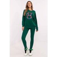 Love Lace Women's Cotton Sweatshirt & High Waist Leggings Set Style 206110 in Green