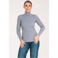 Love Lace Women's Classic Cotton Long Sleeve Ribbed Turtleneck in Grey | Size: Small