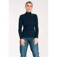 Love Lace Women's Classic Cotton Ribbed Long Sleeve Turtleneck in Blue | Size: Small